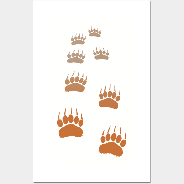 Gradient Grizzly Bear Paw Print Wall Art by Braznyc